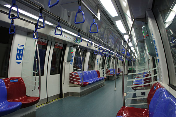 The interior of the Alstom Metropolis C751C train for the North East Line.