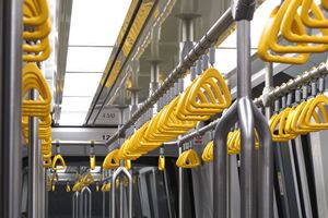 Overhead Hand Grips of the Bombardier INNOVIA APM 100 (C801A) train for the Bukit Panjang LRT.