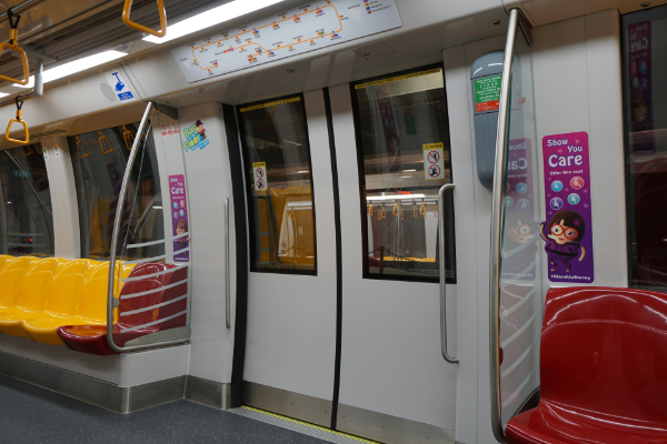 Grab-Handles at Doorways of the Alstom Metropolis C851E (CCL) train for the Circle Line.