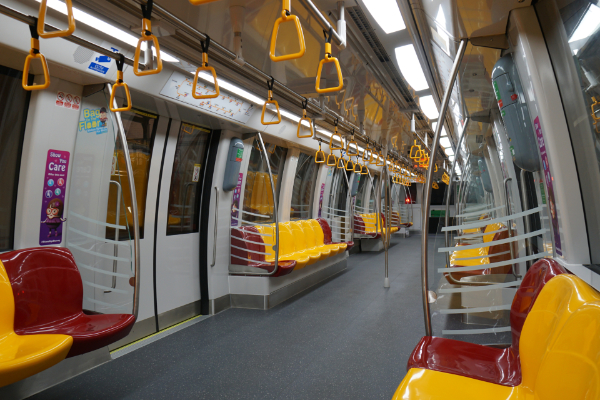 The first train car interior of the Alstom Metropolis C851E (CCL) train for the Circle Line.